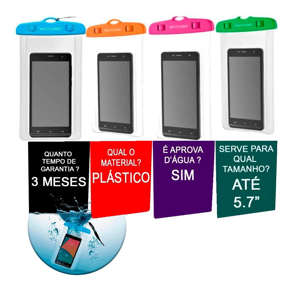 Capa P/ celular À Prova Dágua Multilaser Original Cor Sortida - São Paulo  Auto Peças