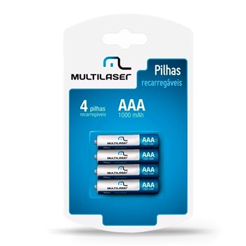 Jogo 4 Pilhas Recarregáveis Multilaser AAA Inteligente 1000mh