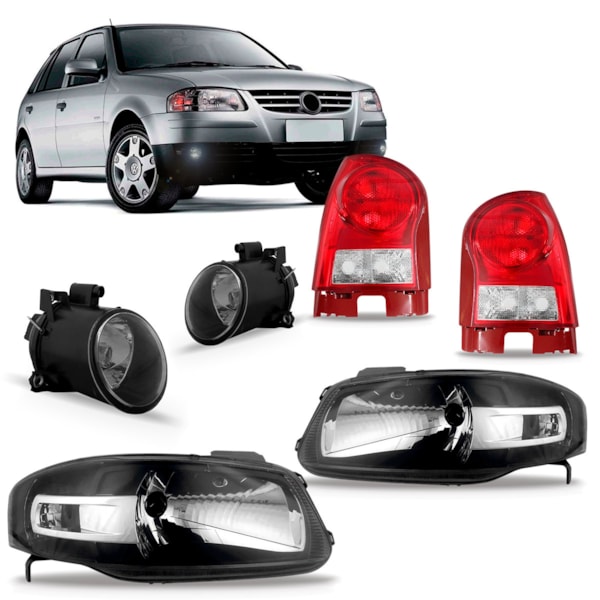 Kit Farol Gol G4 Máscara Negra Com Lanterna Farol Milha São Paulo