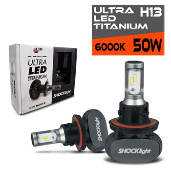 Kit Lâmpada Ultra Led 6000k Titanium Shocklight H13 10000 Lumens